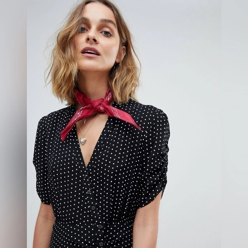 Free People Pippa short sleeve polka dot mini dress - size XS - Picture 4 of 10